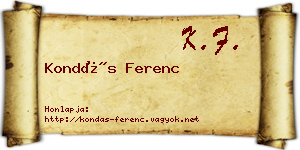Kondás Ferenc névjegykártya