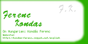 ferenc kondas business card