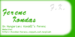 ferenc kondas business card